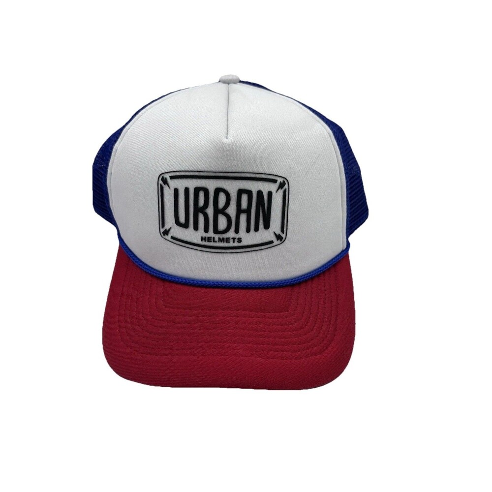 Urban Helmets Trucker Hat Red White Blue Mesh Snapback Biker Cap OSFA